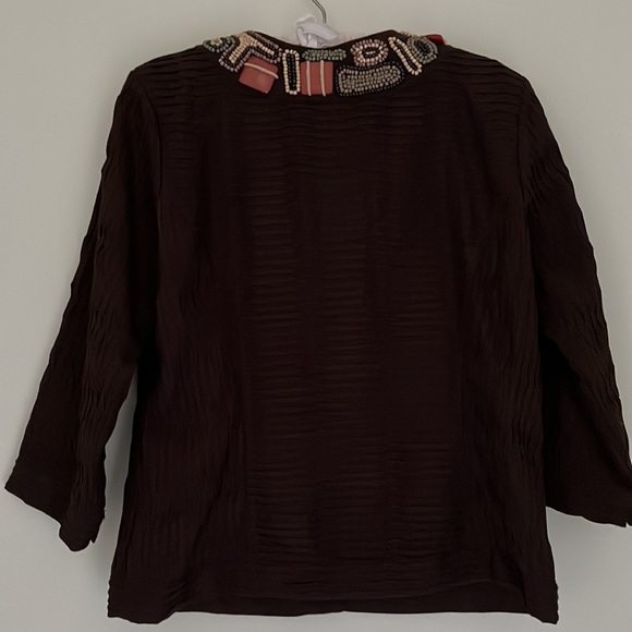 Chico’s Woman’s Jacket Size 1 Color Brown Decorated - Picture 6 of 6